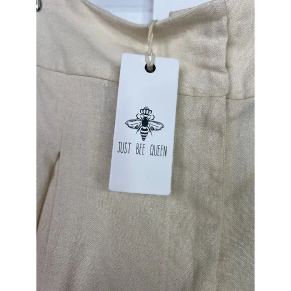 NWT Just Bee Queen High Waist Pleated Front Marlow Shorts Vanilla Size: Medium - Picture 4 of 8